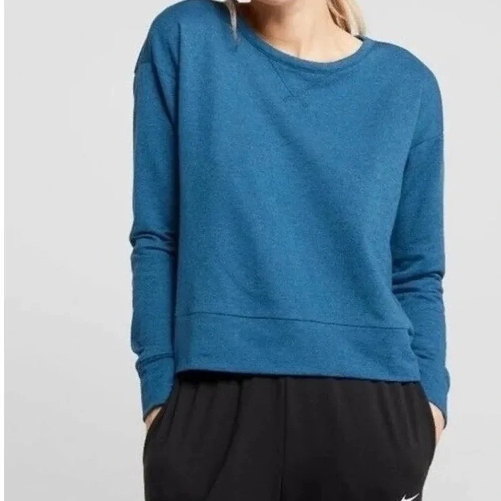 Nike Dri-FIT Womens Teal Open Back Crossover Training Top Sweatshirt Small